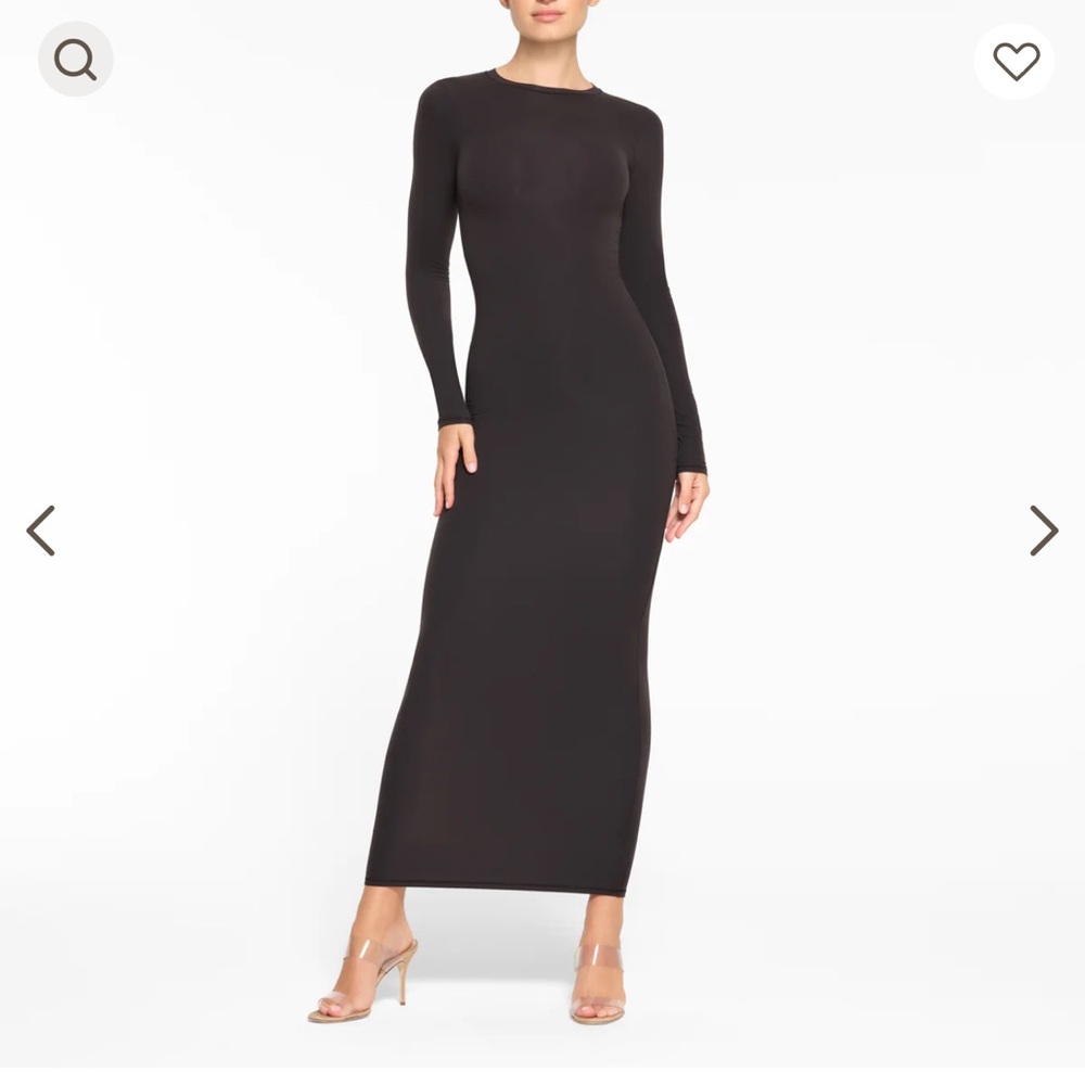 SKIMS Fits Everybody Crew Neck Maxi Dress ONYX Black NWT Size Medium